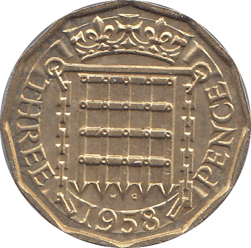 1958 BRASS THREEPENCE ( AUNC ) - THREEPENCE - Cambridgeshire Coins