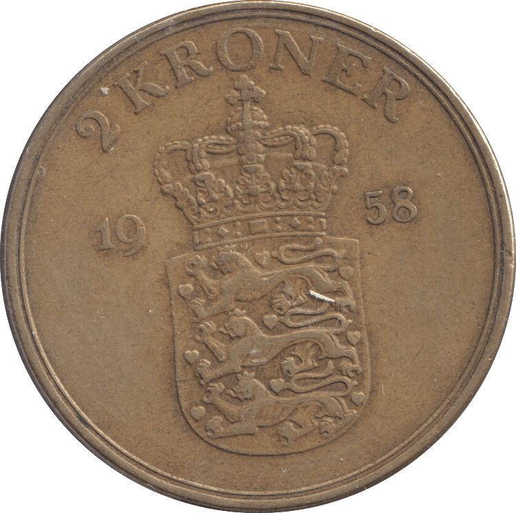 1958 DANISH 2 KRONER - Silver Proof - Cambridgeshire Coins