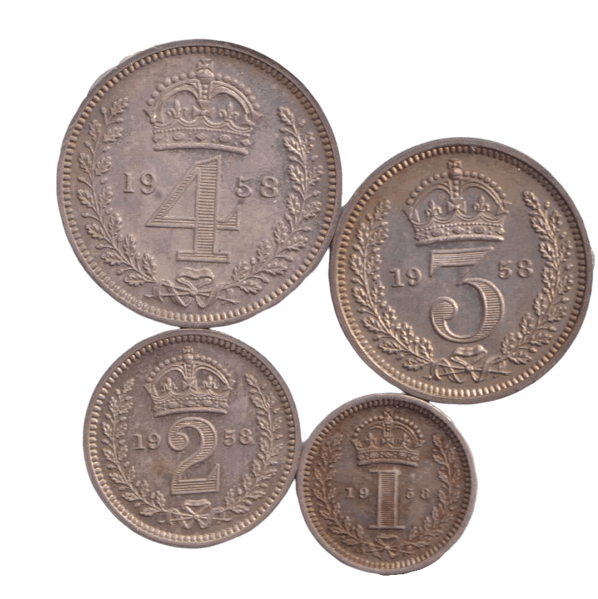 1958 MAUNDY SET WESTMINSTER ABBEY ELIZABETH II - Maundy Set - Cambridgeshire Coins