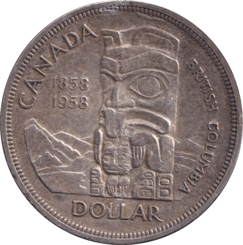 1958 ONE DOLLAR BRITISH COLUMBIA CANADA - SILVER WORLD COINS - Cambridgeshire Coins