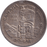 1958 ONE DOLLAR BRITISH COLUMBIA CANADA - SILVER WORLD COINS - Cambridgeshire Coins