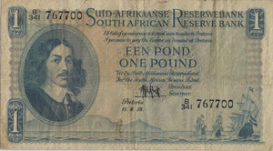 1958 ONE POUND BANKNOTE SOUTH AFRICA REF 511 - WORLD BANKNOTES - Cambridgeshire Coins