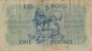 1958 ONE POUND BANKNOTE SOUTH AFRICA REF 511 - WORLD BANKNOTES - Cambridgeshire Coins