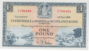 1958 ONE POUND SCOTLAND BANKNOTE FIRST RUN REF-SCOT-87 - WORLD BANKNOTES - Cambridgeshire Coins