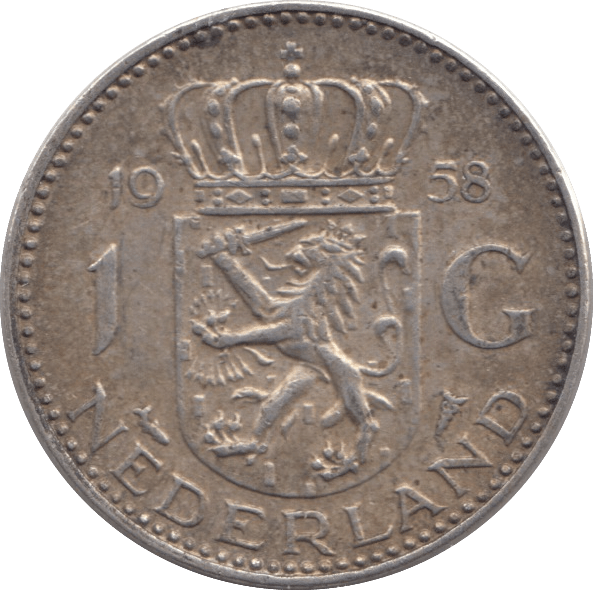 1958 SILVER 1 GULDEN NETHERLANDS - SILVER WORLD COINS - Cambridgeshire Coins
