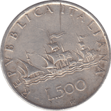 1958 SILVER 500 LIRA ITALY - SILVER WORLD COINS - Cambridgeshire Coins