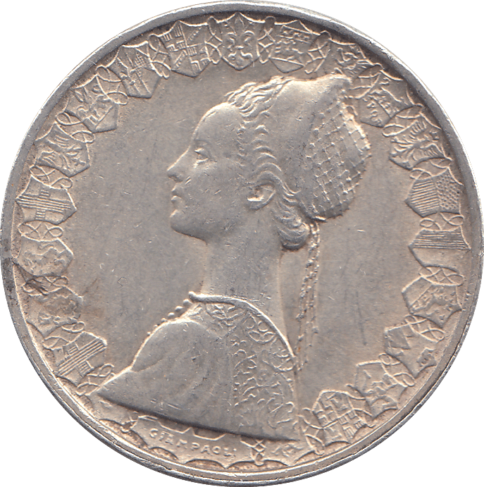 1958 SILVER 500 LIRA ITALY - SILVER WORLD COINS - Cambridgeshire Coins