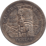 1958 SILVER CANADIAN $1 - SILVER WORLD COINS - Cambridgeshire Coins