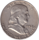 1958 SILVER HALF DOLLAR USA - SILVER WORLD COINS - Cambridgeshire Coins