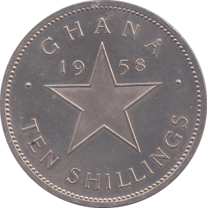 1958 SILVER PROOF 10 SHILLINGS GHANA - SILVER WORLD COINS - Cambridgeshire Coins