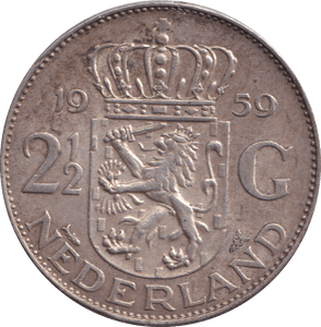1959 2 1/2 GULDEN NETHERLANDS - SILVER WORLD COINS - Cambridgeshire Coins