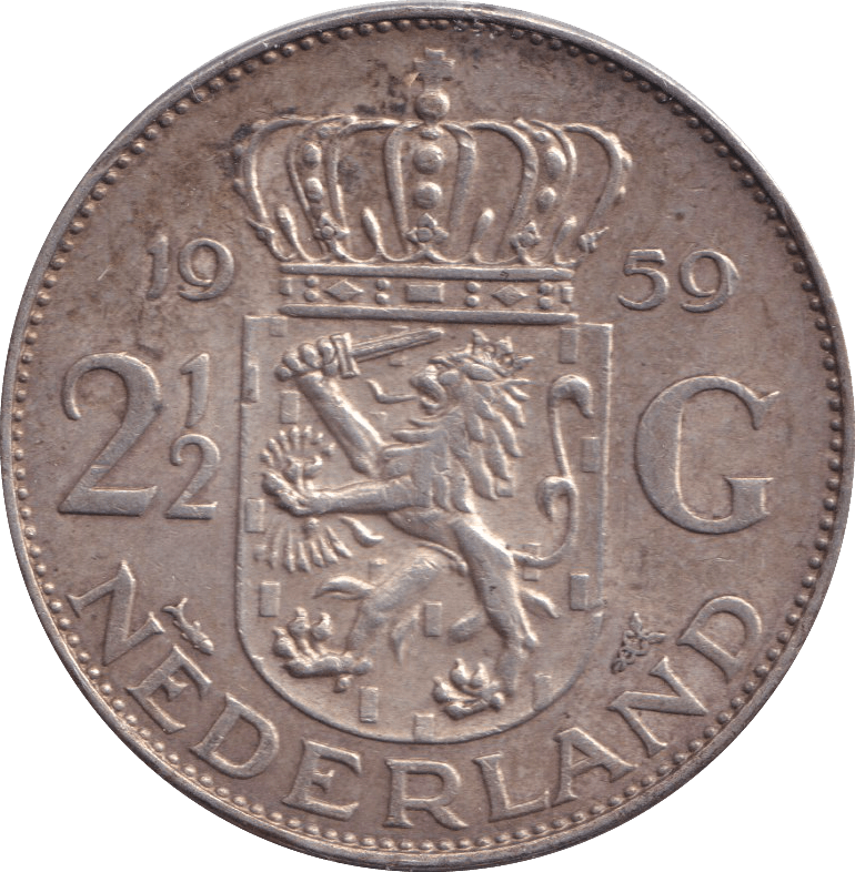 1959 2 1/2 GULDEN NETHERLANDS - SILVER WORLD COINS - Cambridgeshire Coins