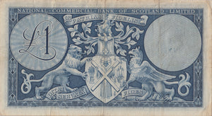 1959 ONE POUND NATIONAL COMMERCIAL BANK SCOTLAND BANKNOTE REF SCOT - 5 - WORLD BANKNOTES - Cambridgeshire Coins