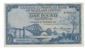 1959 £1 NATIONAL COMMERCIAL BANK SCOTLAND LIMITED SCOT REF 83 - £1 BANKNOTE - Cambridgeshire Coins