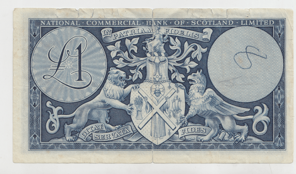 1959 £1 NATIONAL COMMERCIAL BANK SCOTLAND LIMITED SCOT REF 83 - £1 BANKNOTE - Cambridgeshire Coins