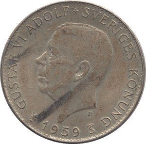 1959 SILVER 5 KRONER SWEDEN - SILVER WORLD COINS - Cambridgeshire Coins