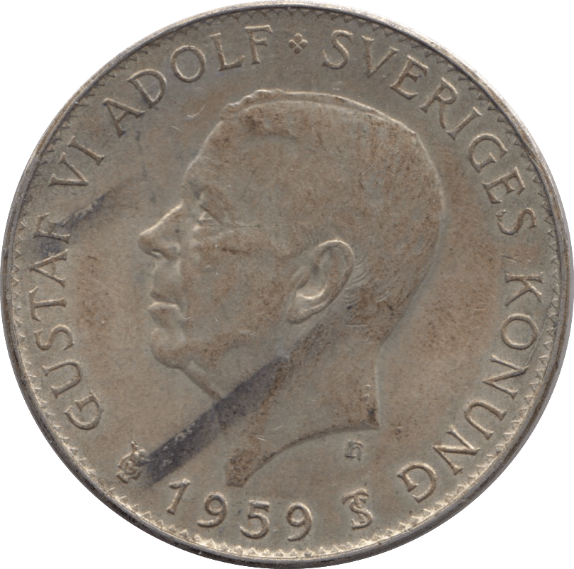 1959 SILVER 5 KRONER SWEDEN - SILVER WORLD COINS - Cambridgeshire Coins