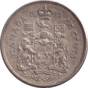 1959 SILVER 50 CENTS CANADA - SILVER WORLD COINS - Cambridgeshire Coins