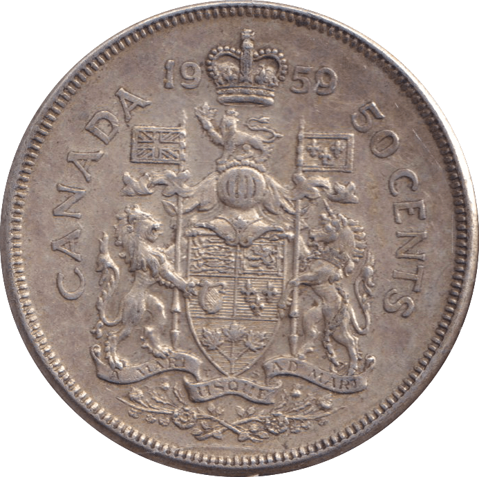 1959 SILVER 50 CENTS CANADA - SILVER WORLD COINS - Cambridgeshire Coins