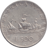 1959 SILVER 500 LIRA ITALY - SILVER WORLD COINS - Cambridgeshire Coins
