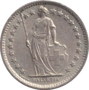 1959 SILVER HALF FRANC SWITZERLAND - SILVER WORLD COINS - Cambridgeshire Coins
