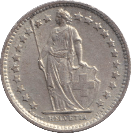 1959 SILVER HALF FRANC SWITZERLAND - SILVER WORLD COINS - Cambridgeshire Coins