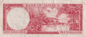 1960 FIVE SHILLINGS JAMAICA BANKNOTE REF-1821 - WORLD BANKNOTES - Cambridgeshire Coins