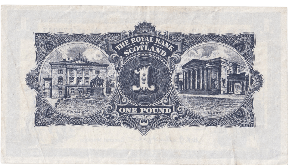 1960 ONE POUND SCOTTISH BANKNOTE ROYAL BANK OF SCOTLAND REF SCOT-88 - WORLD BANKNOTES - Cambridgeshire Coins