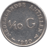 1960 SILVER 1/10 GULDEN NETHERLANDS - SILVER WORLD COINS - Cambridgeshire Coins