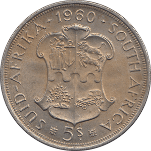 1960 SILVER FIVE SHILLINGS SOUTH AFRICA - SILVER WORLD COINS - Cambridgeshire Coins