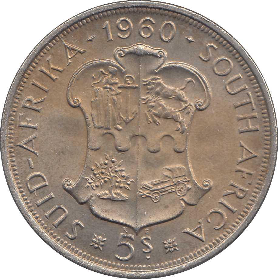 1960 SILVER FIVE SHILLINGS SOUTH AFRICA - SILVER WORLD COINS - Cambridgeshire Coins
