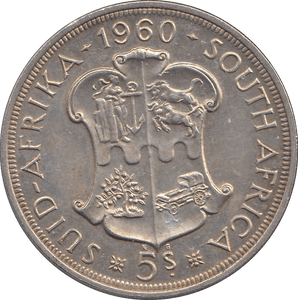 1960 SILVER FIVE SHILLINGS SOUTH AFRICA - SILVER WORLD COINS - Cambridgeshire Coins
