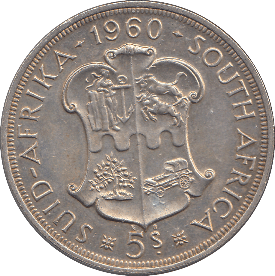 1960 SILVER FIVE SHILLINGS SOUTH AFRICA - SILVER WORLD COINS - Cambridgeshire Coins