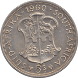 1960 SILVER FIVE SHILLINGS SOUTH AFRICA - SILVER WORLD COINS - Cambridgeshire Coins
