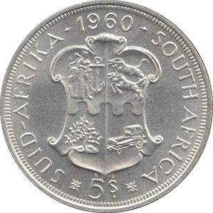 1960 SILVER FIVE SHILLINGS SOUTH AFRICA - SILVER WORLD COINS - Cambridgeshire Coins