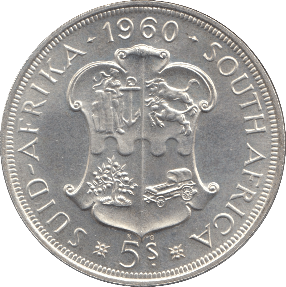 1960 SILVER FIVE SHILLINGS SOUTH AFRICA - SILVER WORLD COINS - Cambridgeshire Coins
