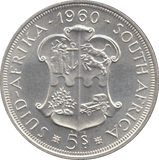 1960 SILVER FIVE SHILLINGS SOUTH AFRICA - SILVER WORLD COINS - Cambridgeshire Coins