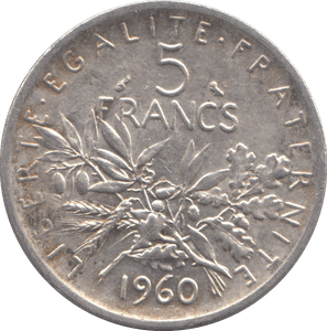 1960 SILVER FRANCE 5 FRANC - WORLD COINS - Cambridgeshire Coins