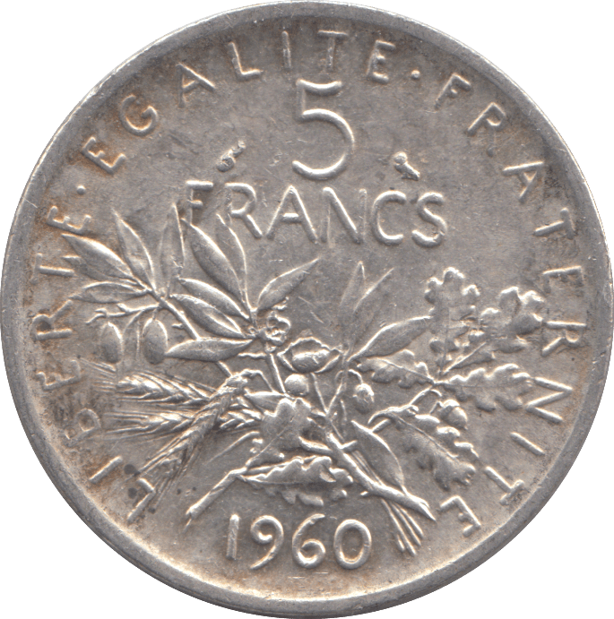 1960 SILVER FRANCE 5 FRANC - WORLD COINS - Cambridgeshire Coins