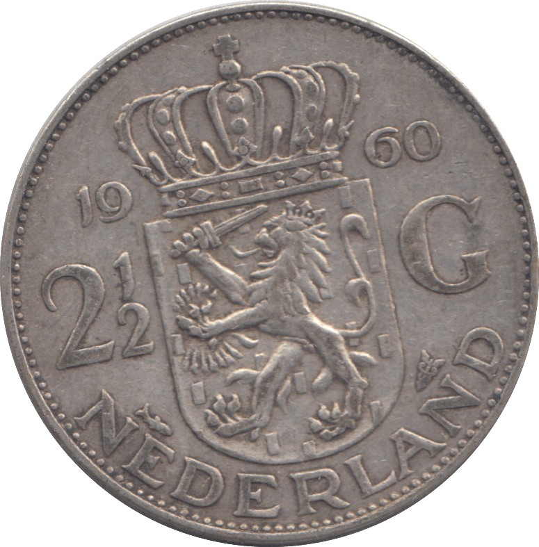 1960 SILVER NETHERLANDS 2 1/2 GULDEN - SILVER WORLD COINS - Cambridgeshire Coins