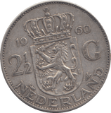 1960 SILVER NETHERLANDS 2 1/2 GULDEN - SILVER WORLD COINS - Cambridgeshire Coins