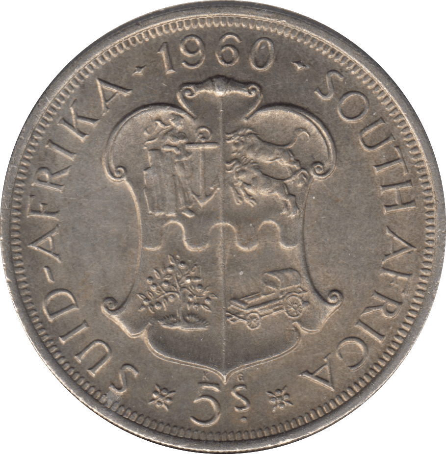 1960 SOUTH AFRICA SILVER 5 SHILLING - WORLD COINS - Cambridgeshire Coins
