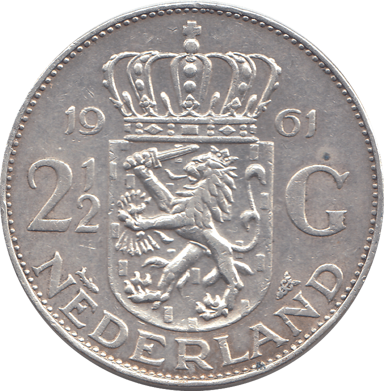1961 NETHERLAND 2 AND A HALF GULDEN - WORLD COINS - Cambridgeshire Coins