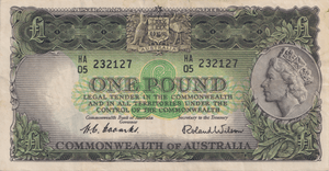 1961 ONE POUND AUSTRALIA BANKNOTE REF-1819 - WORLD BANKNOTES - Cambridgeshire Coins