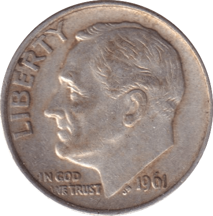 1961 SILVER DIME USA - SILVER WORLD COINS - Cambridgeshire Coins