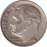 1961 SILVER DIME USA - SILVER WORLD COINS - Cambridgeshire Coins