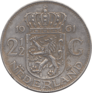 1961 SILVER NETHERLANDS 2 1/2 GULDEN - SILVER WORLD COINS - Cambridgeshire Coins
