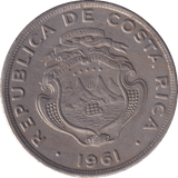 1961 TWO COLONES COSTA RICA - WORLD COINS - Cambridgeshire Coins