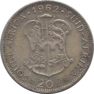 1962 20 CENTS SOUTH AFRICA - SILVER WORLD COINS - Cambridgeshire Coins