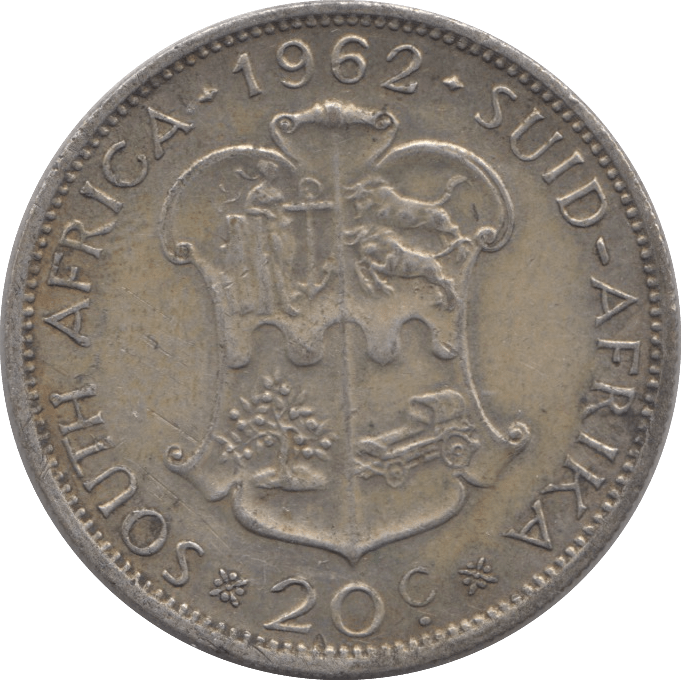 1962 20 CENTS SOUTH AFRICA - SILVER WORLD COINS - Cambridgeshire Coins